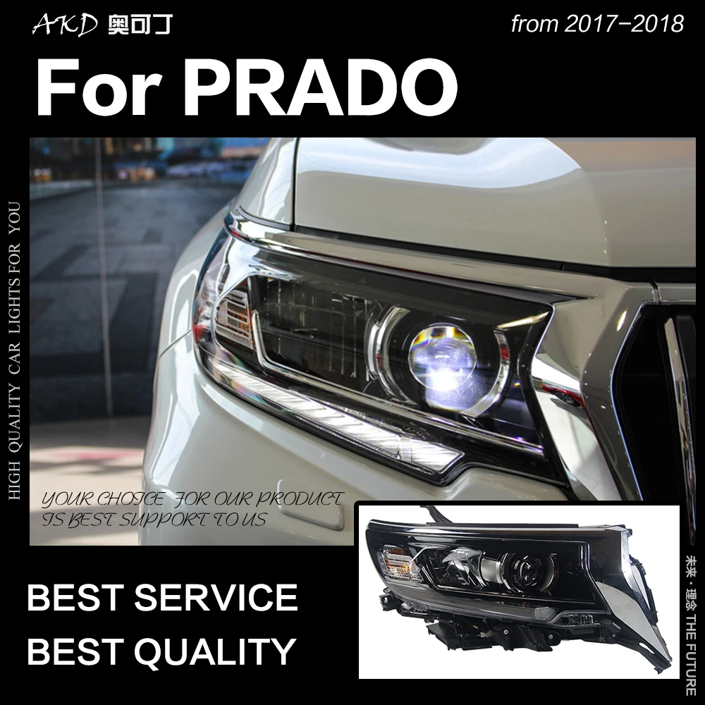 АКД стайлинга автомобилей для фары Toyota Prado 2017 2018 динамический сигнал поворота