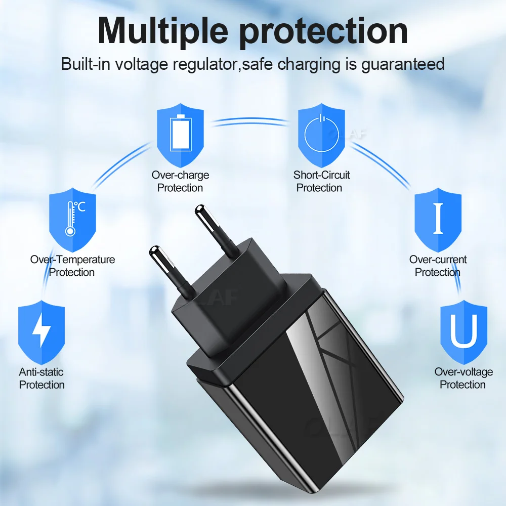 OLAF 3 порта USB зарядное устройство светодиодный дисплей ЕС вилка всего Макс 3.1A быстрая смарт-зарядка зарядное устройство для мобильных устройств для iPhone iPad samsung