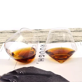 

Irregular Whiskey Wine Glass Rotating High Belly Beer Whiskey Brandy Cocktail Drinking Wine Cup Tumbler Down Bar Drinkware