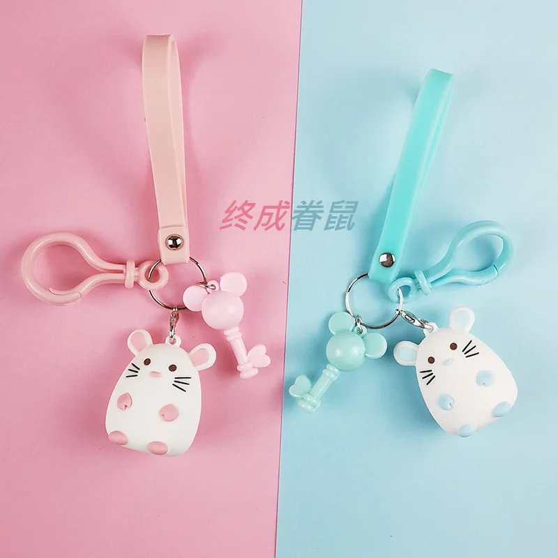 

Mini Hamster Keyrings Girl Keychains cute KeyringTrinkets Car Handbag Pendant Key Chian Ring For Girl