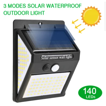 

140 LED Solar Light Outdoor Solar Lamp Waterproof PIR Motion Sensor Garden Solar Light Security Powered Sunlight Wall Lighting