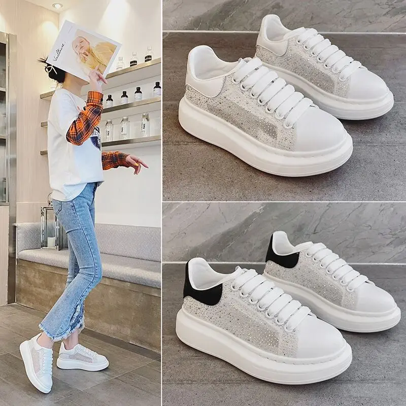 

Nice Trendy Shoes New White Shoes Girls Summer Mesh Breathable Rhinestone Casual Sports Shoes