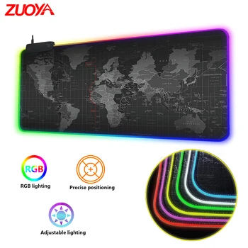 

RGB Large Mouse Pad Gaming Mousepad Anti-slip Natural Rubber Gaming Mouse Mat with Locking Edge Computer Keyboard Desk LED Pad