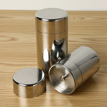 

1Pc 2 Size Stainless Steel Tea Canister Cans with Lid Mini Bottle Metal Cans Tea Pots Mini Sealed Canisters Box Travel Tea