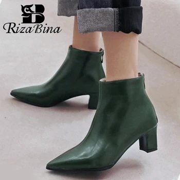 

RizaBina Women Ankle Boots Plus Size 32-48 Low Price Hot Fashion Sheos Women Winter Warm Fur Footwear Casual Office Female Shoes