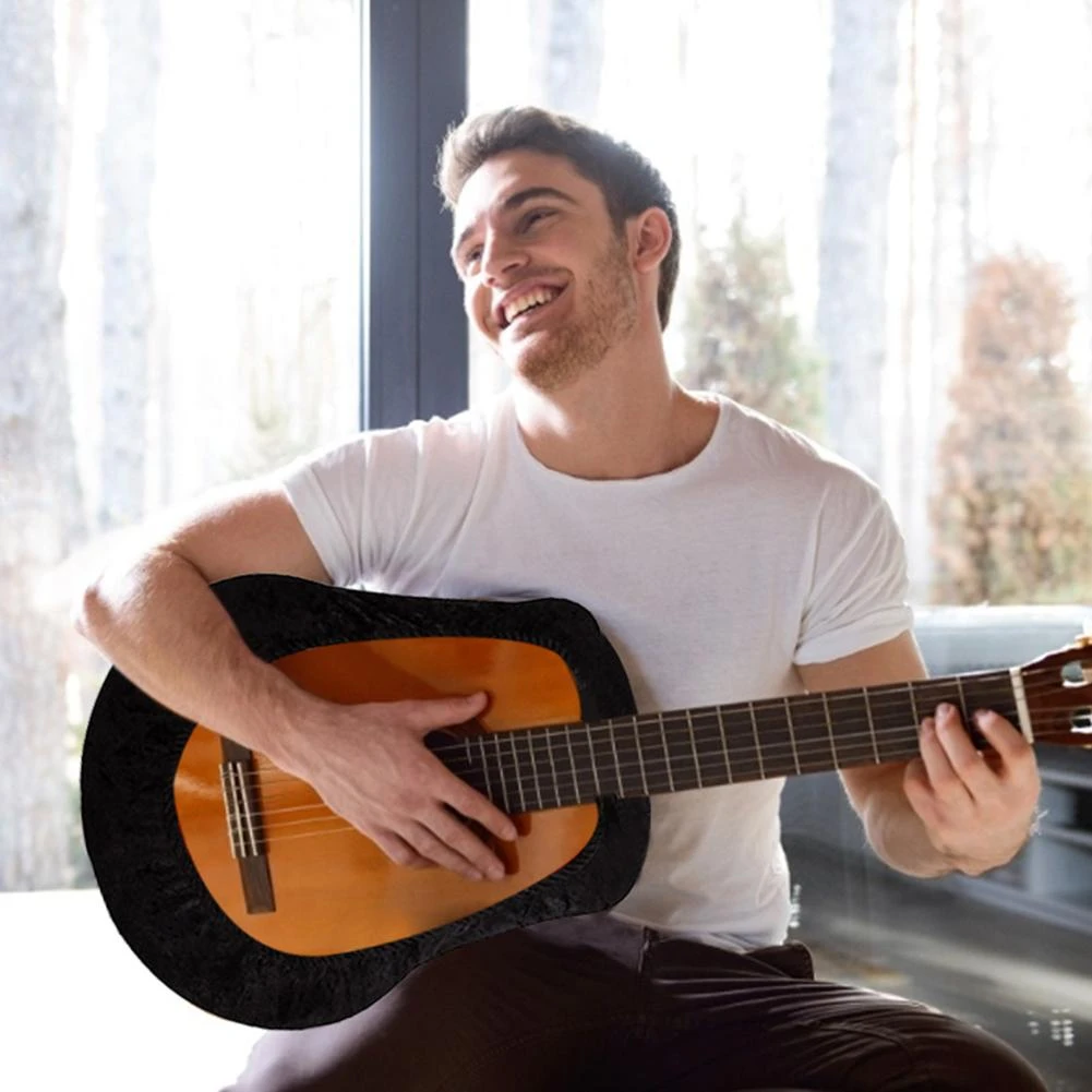 Funda protectora de de terciopelo negro con funda protectora guitarra con funda protectora para cámara acústica flamenca|Partes y de guitarras| - AliExpress