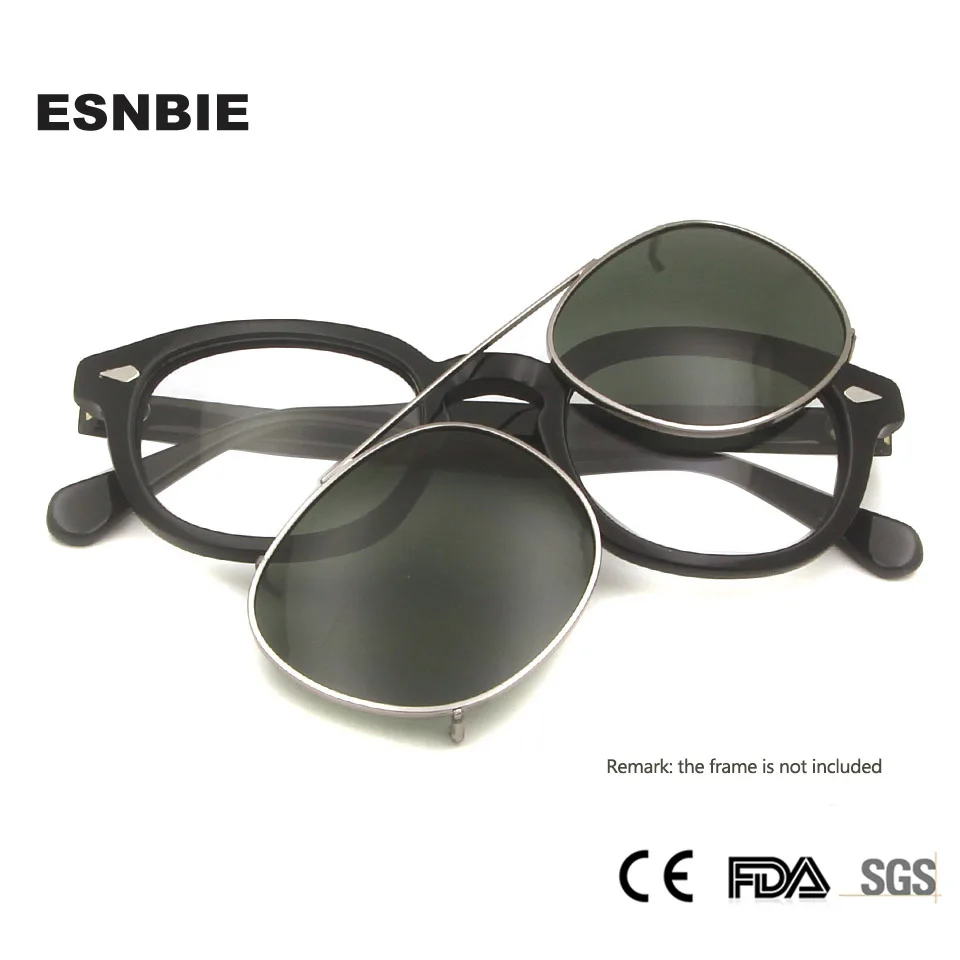 Skup Okrągłe okulary przeciwsłoneczne klip na polaryzacyjne okulary przeciwsłoneczne kobiety Johhny Depp styl mężczyźni okulary do jazdy owalne przystawki na Clip On obiektyw Uv400 odcień