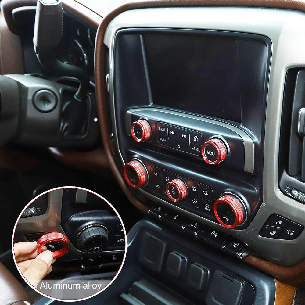 Green JeCar Center Console Switch Button Trim Air Conditioner Control Knob Cover for Chevy Silverado & GMC Sierra 2014-2018 