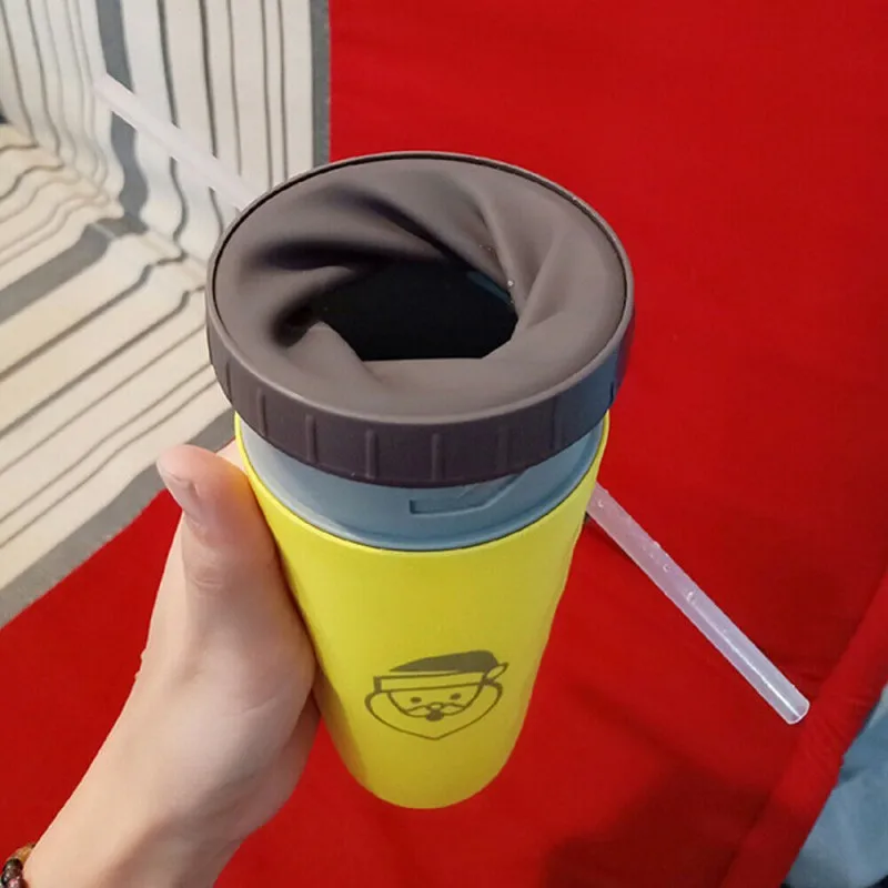 Портативная мультяшная чашка для воды со съемной соломинкой дизайн без крышки спиральная чашка герметичная теплоизоляционная чашка бутылка для воды p