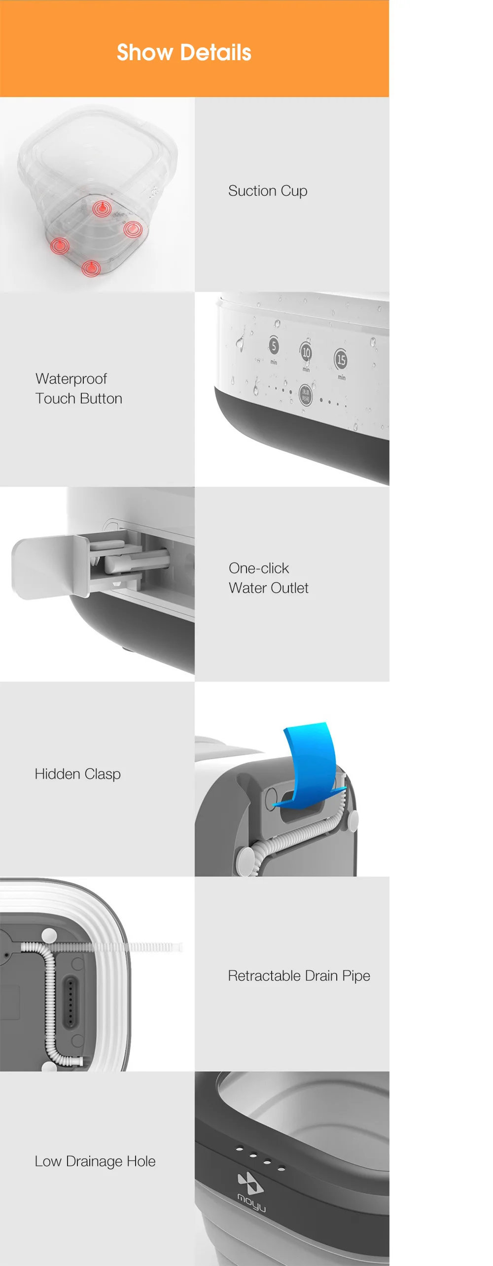 Mobile2Go. Moyu Foldable Washing Machine XPB08F2G [Spin Dryer Drying