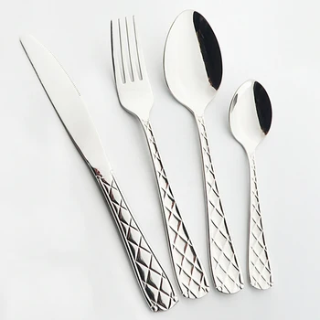 

Luxury Dinnerware Set 201 Stainless Steel Cutlery Set 4 Pieces Hotel Tableware Spoon Fork Knife Restaurant Dinner Set Silverware