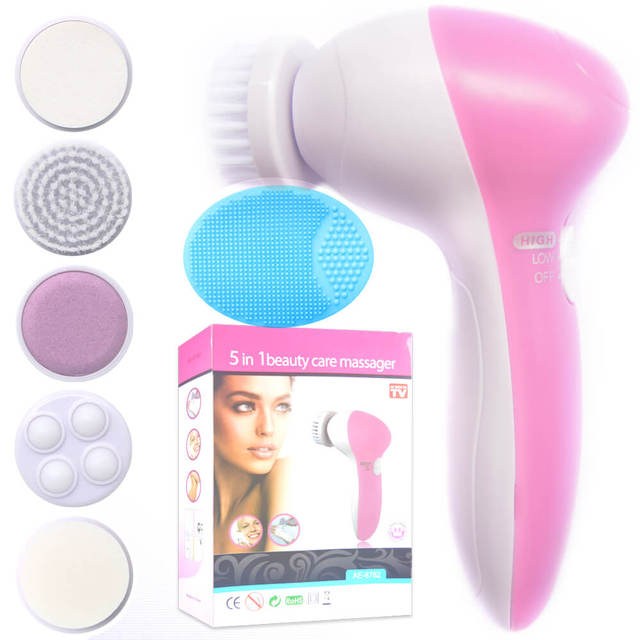 Facial Cleansing Brush Spa Sonic Portable Blackhead Remove Deep Cleaning Bidirectional Rotation With Replacement Heads