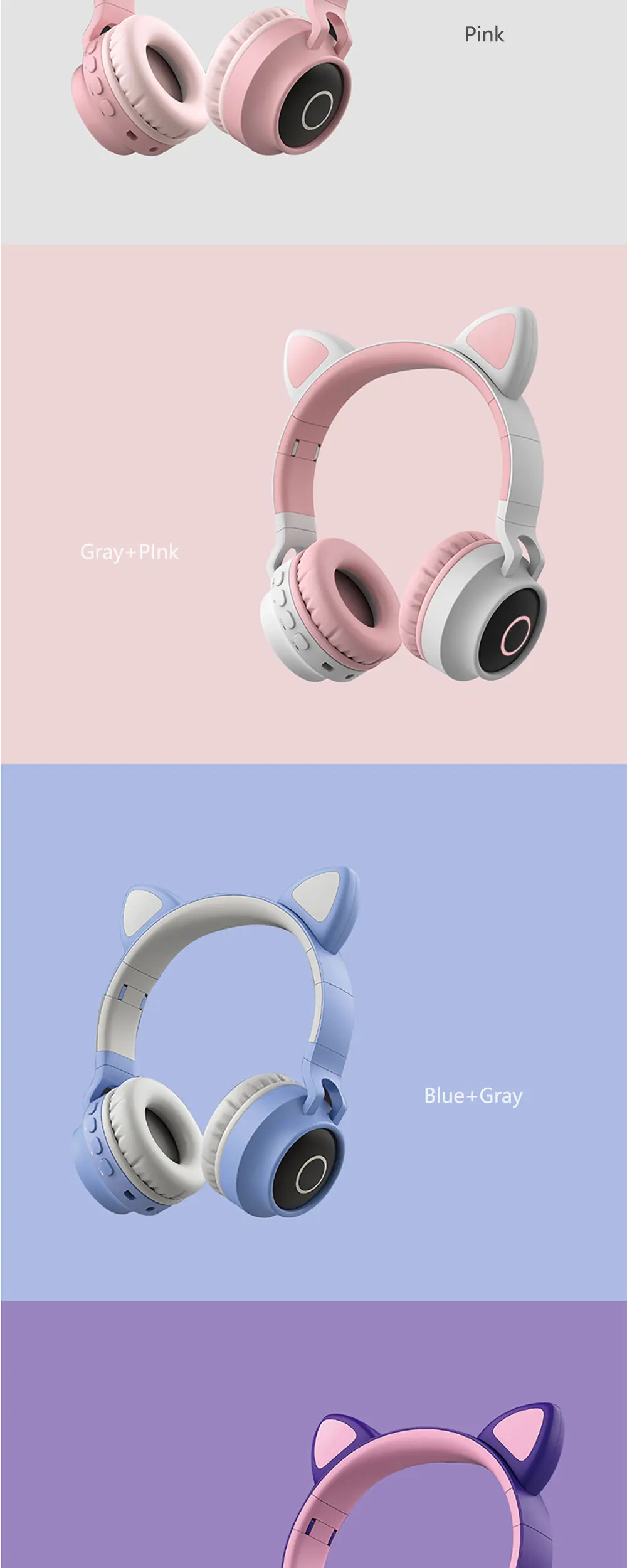 Беспроводная bluetooth-гарнитура с кошачьими ушками для девочек; милый головной убор для подростков; складной компактный легкий розовый цвет