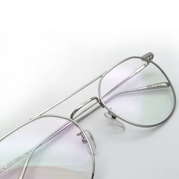 

stainless steel eyewear frame with bar unisex metal square optical reading glasses anti blue light blocking