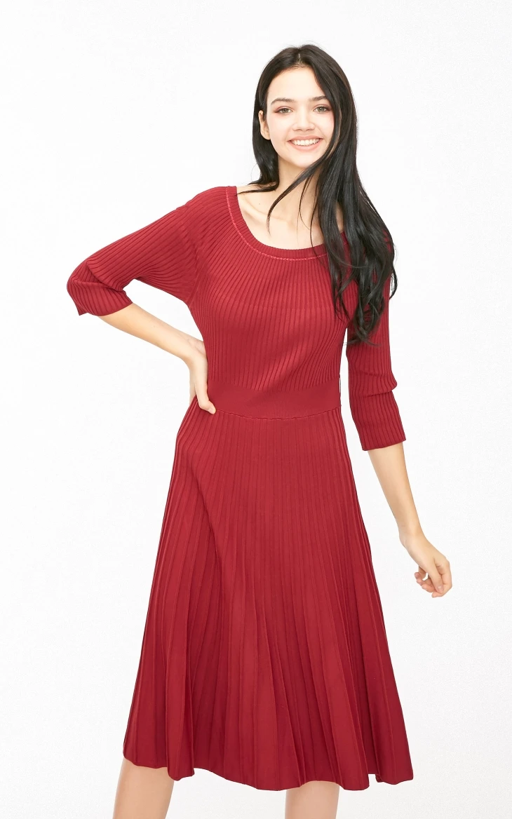 Vero Moda минималистский 3/4 рукава o-образным вырезом средней длины платье | 318346527
