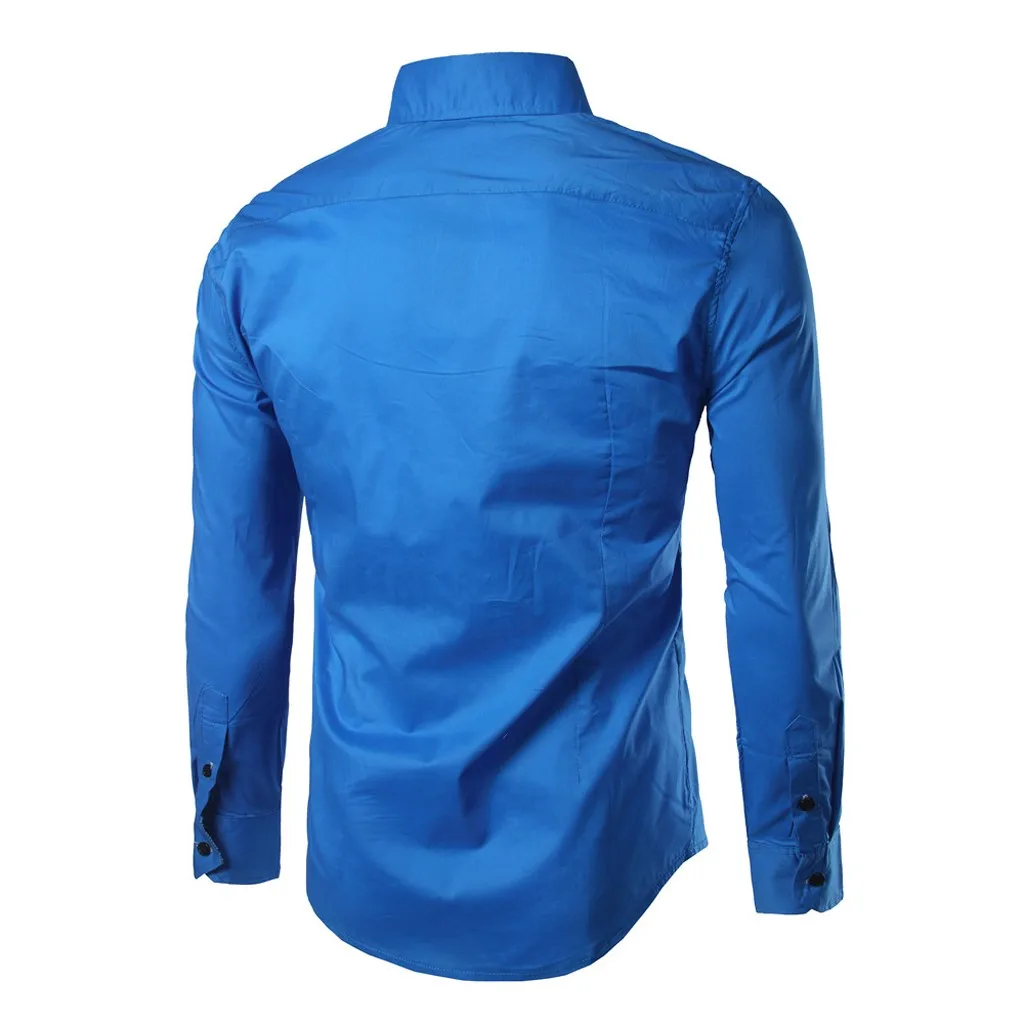 Мужские рубашки с длинными рукавами, строгая сорочка Camisa Masculina, модная Однотонная рубашка с воротником на пуговицах, Облегающая рубашка