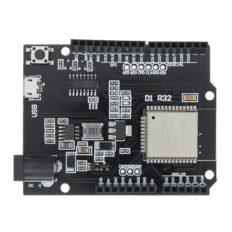 BIlinli Carte de développement sans Fil USB-B ESP32 WiFi UNO Wemos D1 R32 4 Mo Flash CH340 Bluetooth