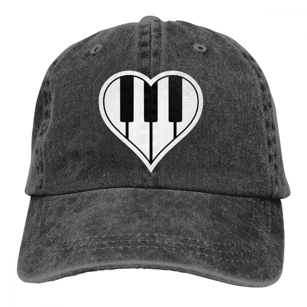 Сердце любовь пианино ключи Casquette черный унисекс Мужские и женские деним Strapback бейсболка Регулируемая Гольф папа шляпа