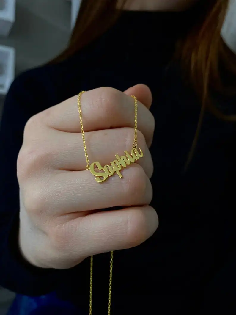 

Cursive Script Name Pendants Necklaces Women Personalized Name Necklace Rose Gold Silver Chain Wing Charm Choker