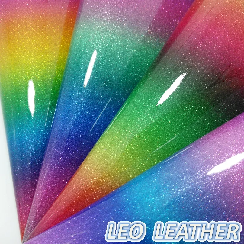 1PCS 21X29CM Smooth Glitter Leather, Rainbow Glitter Fabric, Mirror