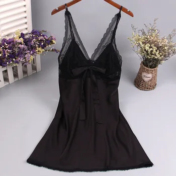 

Black Sexy Womens Sleep Robe V-Neck Sleeveless Pajamas Sleepwear Flower Summer Lady Home Wear Nightgown Bath Gown Sleepshirts