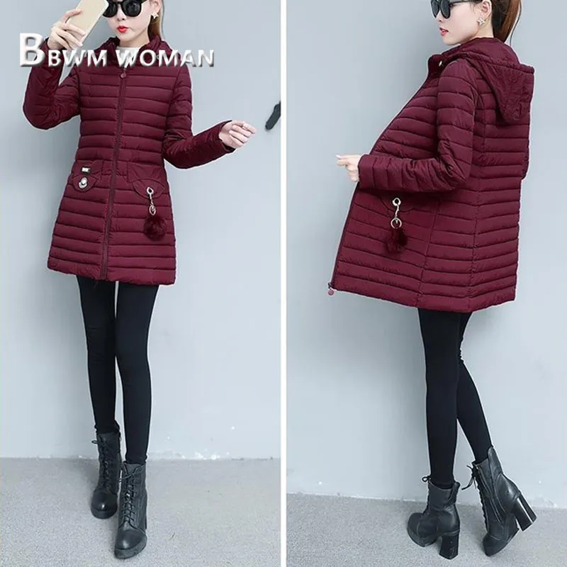 Черно зеленые женские парки 2019 зимнее теплое Женское пальто с длинным рукавом