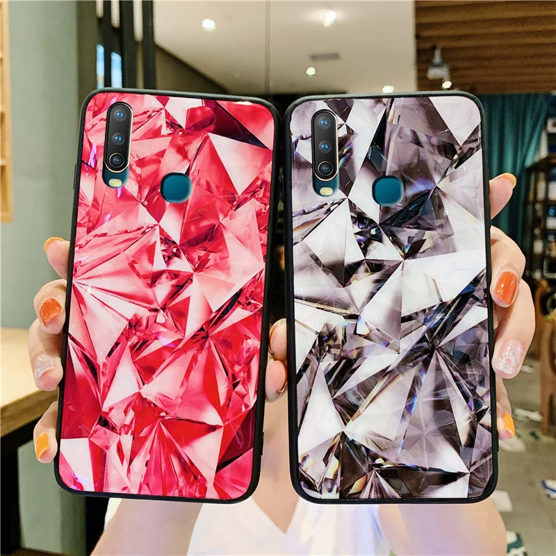 

3D Colorful Dazzling diamond pattern soft case Case For VIVO Y17 Case Cover For VIVO Y3 Case