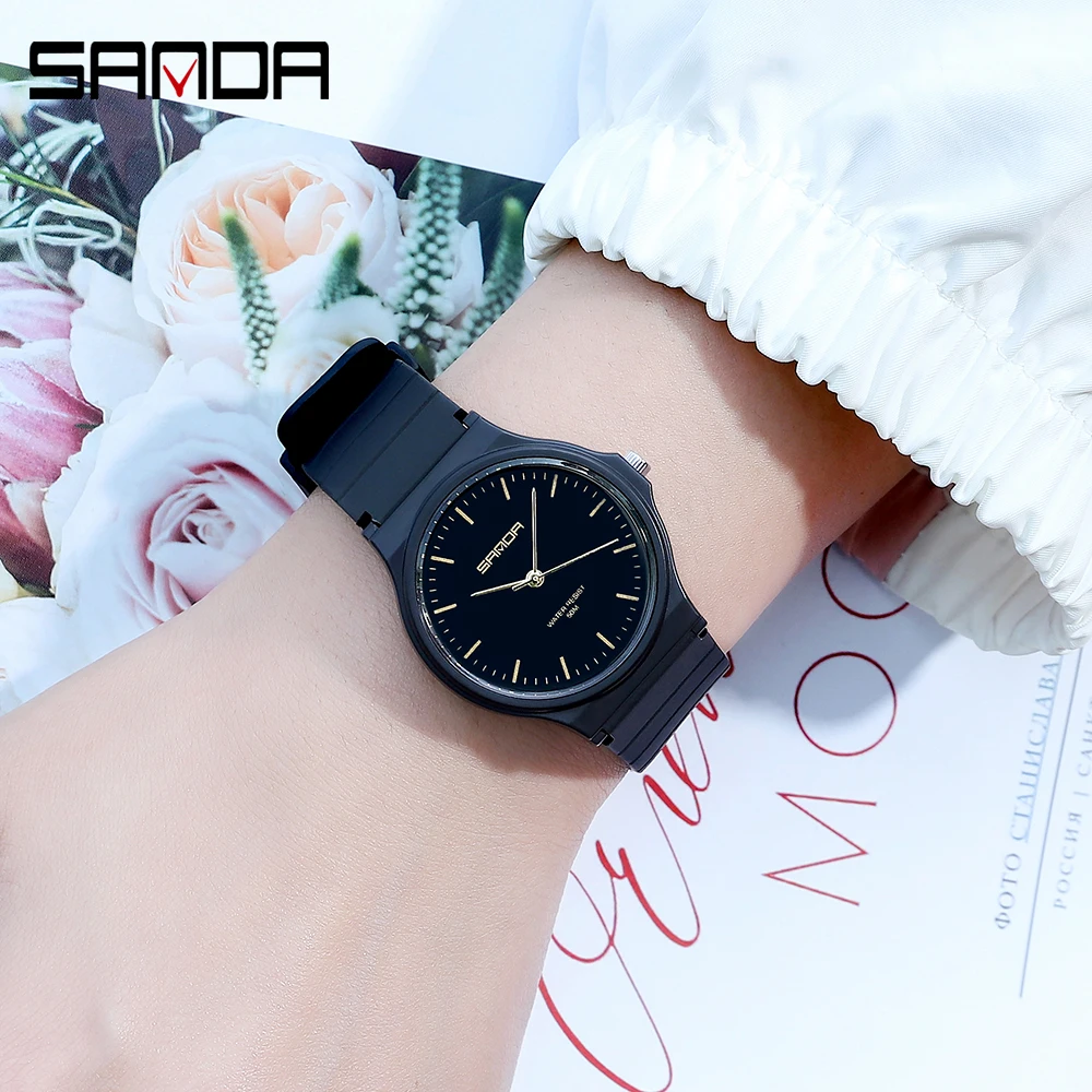 Часы наручные Sanda женские кварцевые Модные Простые повседневные