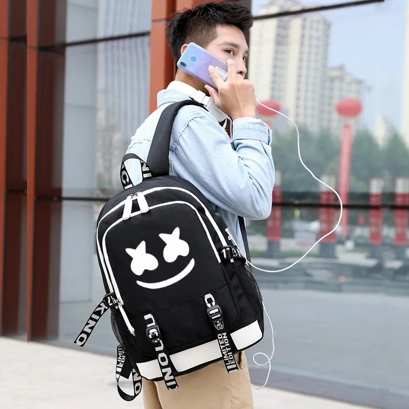 BPZMD DJ backpack USB Charging Anti-theft Travel bag Students Luminous Backpack School Bag for Girls Boys Laptop bag