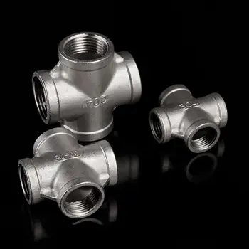 

1/4" Female BSP Thread Cross Type 4 Way 304 Stainless Steel Tube Pipe Fitting Connector