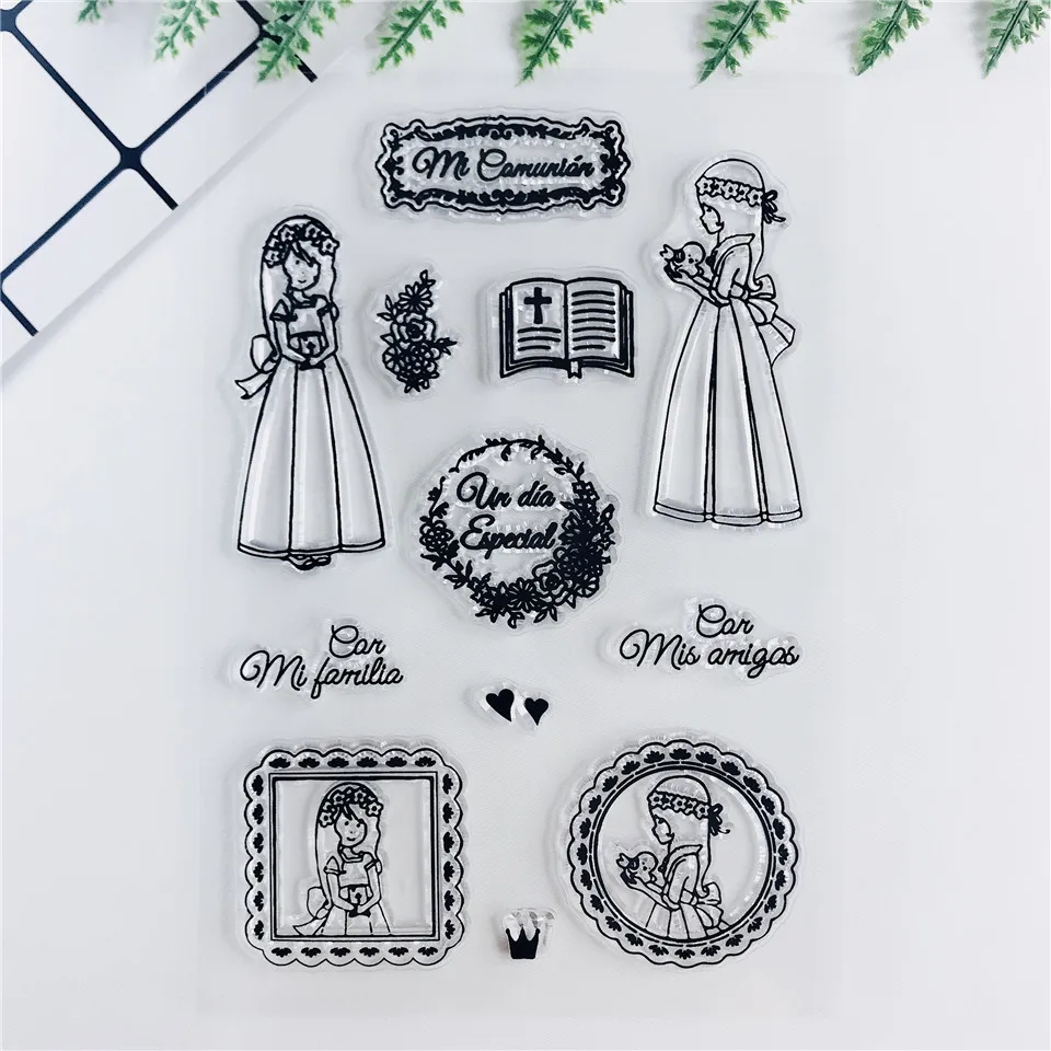 Spanish Bible Girls Transparent Clear Stamps Seal For Scrapbooking/Sentiment Rubber Stamp Bullet Journal Photo Album Card Making | Дом и сад