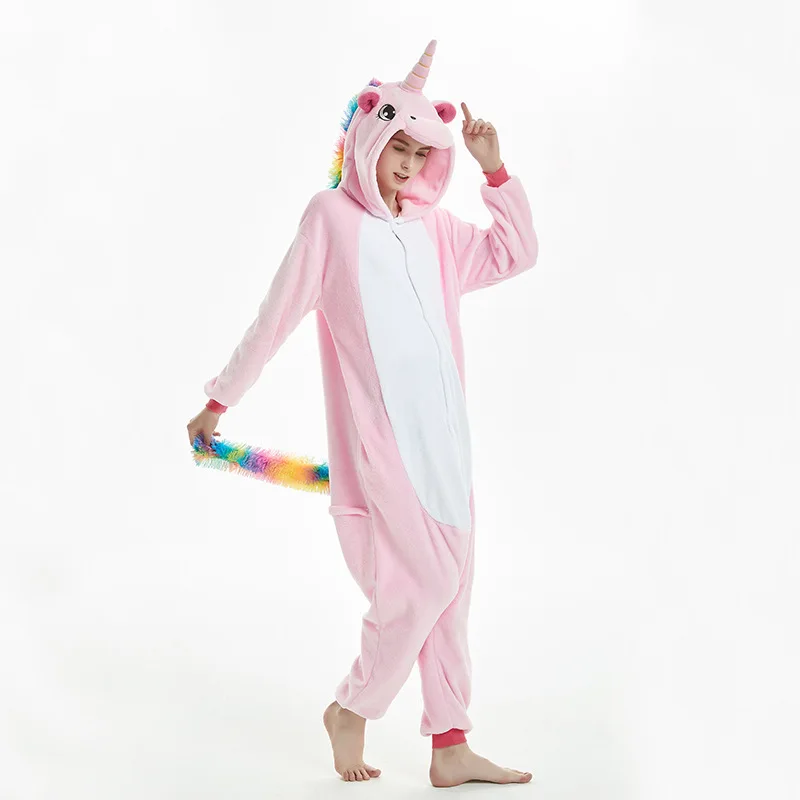 Adult Animal Pajamas Women Sleepwear Onesie Kigurumi Pyjama Kids Anime Cartoon Overalls Winter Nightie Jumpsuit Costumes