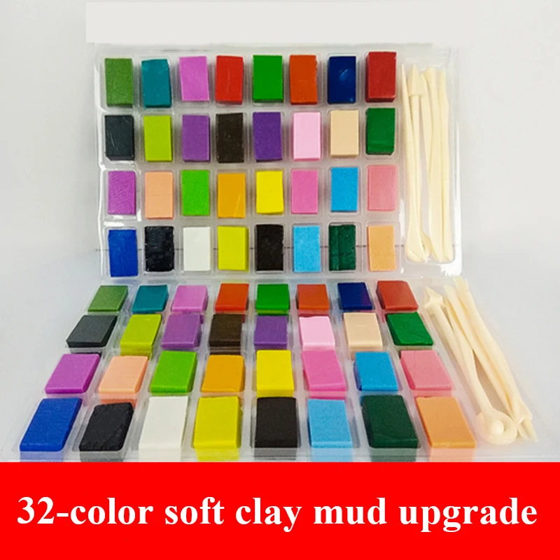 

32 Colors Polymer Clay Light Soft Clay DIY Soft Molding Craft Oven Baking Clay Blocks Birthday Gift for Kids Adult Safe Colorful