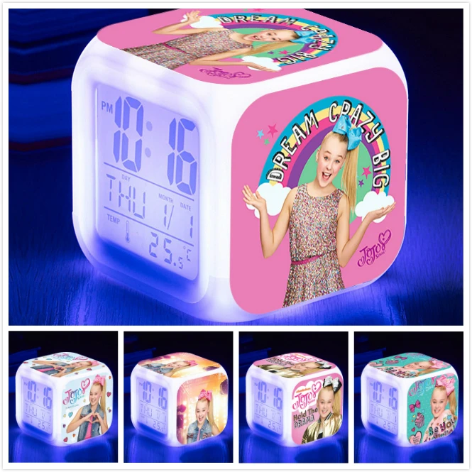 Часы JoJo Siwa Alam с цифрами светодиодные часы температурой детские для девочек