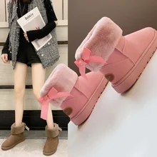 Модные высококачественные женские зимние ботинки без шнуровки; Зимние ботильоны на меху; зимняя теплая Уличная обувь на плоской подошве