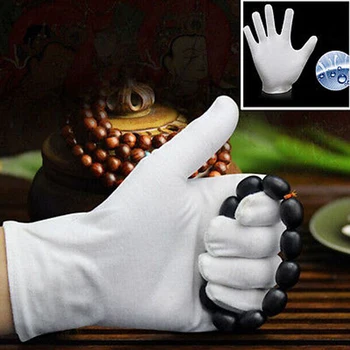 

Fashion Inspection White Cotton Work Gloves High Stretch Gloves Thin Coin Jewelry Workers Gloves