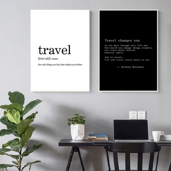 

Anthony Bourdain Travel Quote Canvas Art Print , Modern Minimalism Black And White Canvas Painting Travel World Poster Art Decor