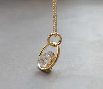 

Nature clear crystal quartz pendants with gold plating loop pendant