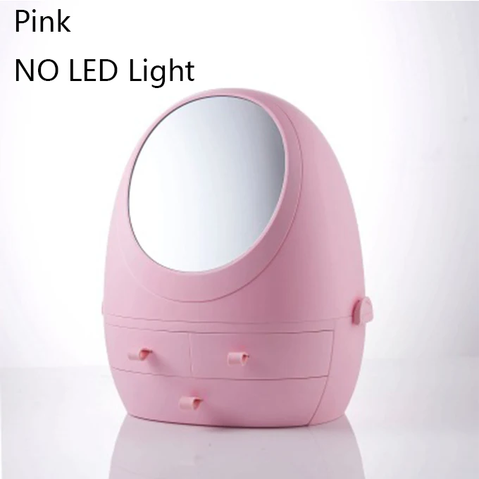 NO LED Light QMJHVX USB Перезаряжаемый органайзер для макияжа HD светодиодный зеркальный светильник косметическая коробка для хранения ювелирных изделий Настольный ящик для хранения Чехол - Цвет: NO LED Light