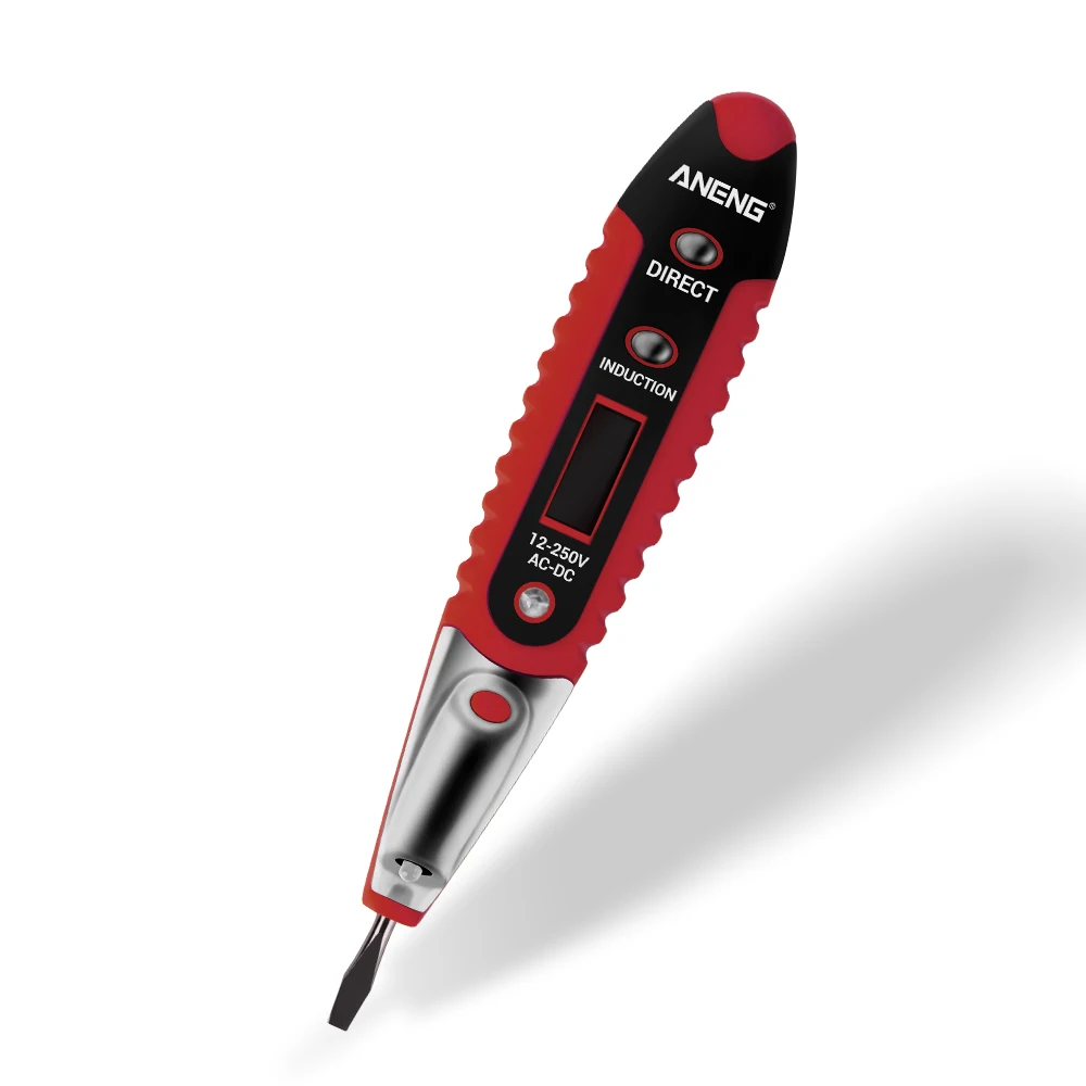 VD700 AC/DC 12-250 В цифровой тестер напряжения ручка многофункциональный вольтметр тестер детектор с лампой вольтметр - Цвет: Red