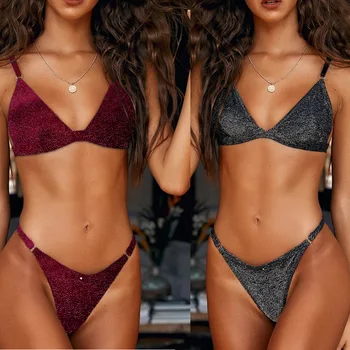 

Sexy Thong Bikini Micro Swimwear Women Swimsuit Brazilian Bikini Set Shining Bathing Suit Women Female Summer Beach Wear 2020