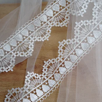 

3 Yards / Lot Love heart Leaf Trim for Strap Water Soluble Lace Wedding Veil Trim DIY Lace Trim Sewing Trim