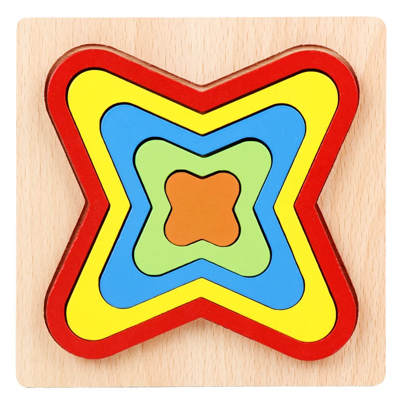 Kids Montessori Toy Children Shape Puzzle Educational Wooden Toys Size Shape Match Jigsaw Puzzle Board Learning Toys For Babies 15