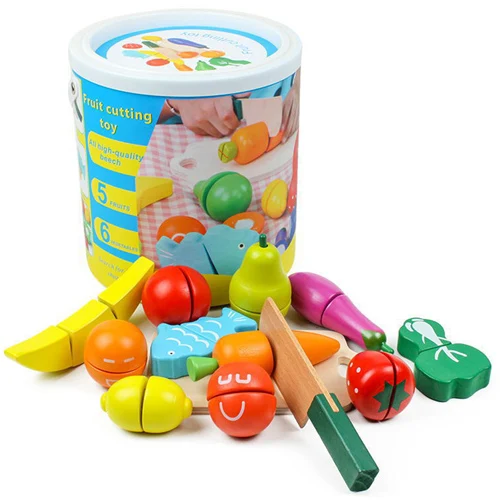 Безопасный, деревянный режущий игрушки в виде угощений фруктов овощей ролевые игры Детские игрушки для кухни миниатюрная еда для кукол детские подарки - Цвет: 1set cutting toys
