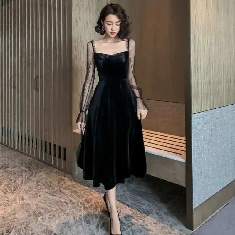 midi black summer dress