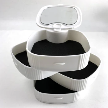 

Creative Jewelry Storage Box Design Fashion 4-Layer Rotatable Jewelry Acces Storage Tray with Mirror Women Birthday Gift