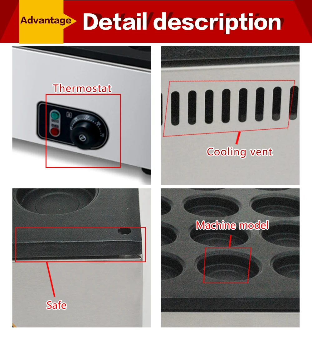 Electric 32-hole Red Bean Dora Cake Baker Hot Snack Maker electric egg roasted hamburger machine breakfast pancake baking crepe