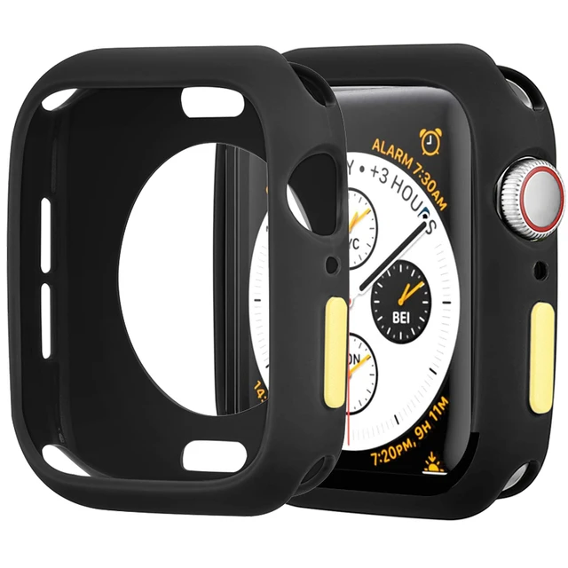 Candy Soft Silicone Case for Apple Watch 6 SE 5 4 3 2 1 42MM 38MM Cover Protection Shell for iWatch 4 5 6 3 2 40MM 44MM  Bumper black yellow