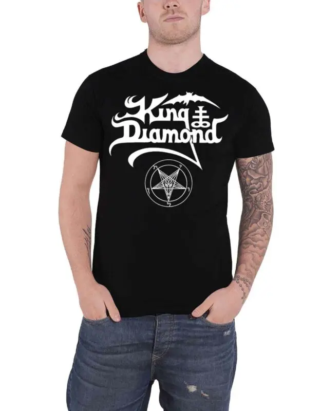 King Diamond Футболка с пентаграммой и логотипом новой официальной мужской черной |