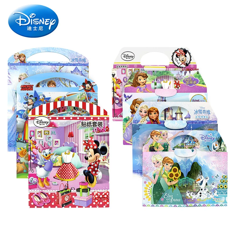 

Disney Kids Sticker Frozen Mickey Minnie Puzzle Handmade Stickers For Children Book Stickers Early Learning Educational Toys
